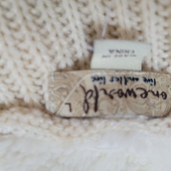 One World Oversized Beige Open Front Cardigan Faux Suede Sherpa Lining NWT L - Picture 6 of 8